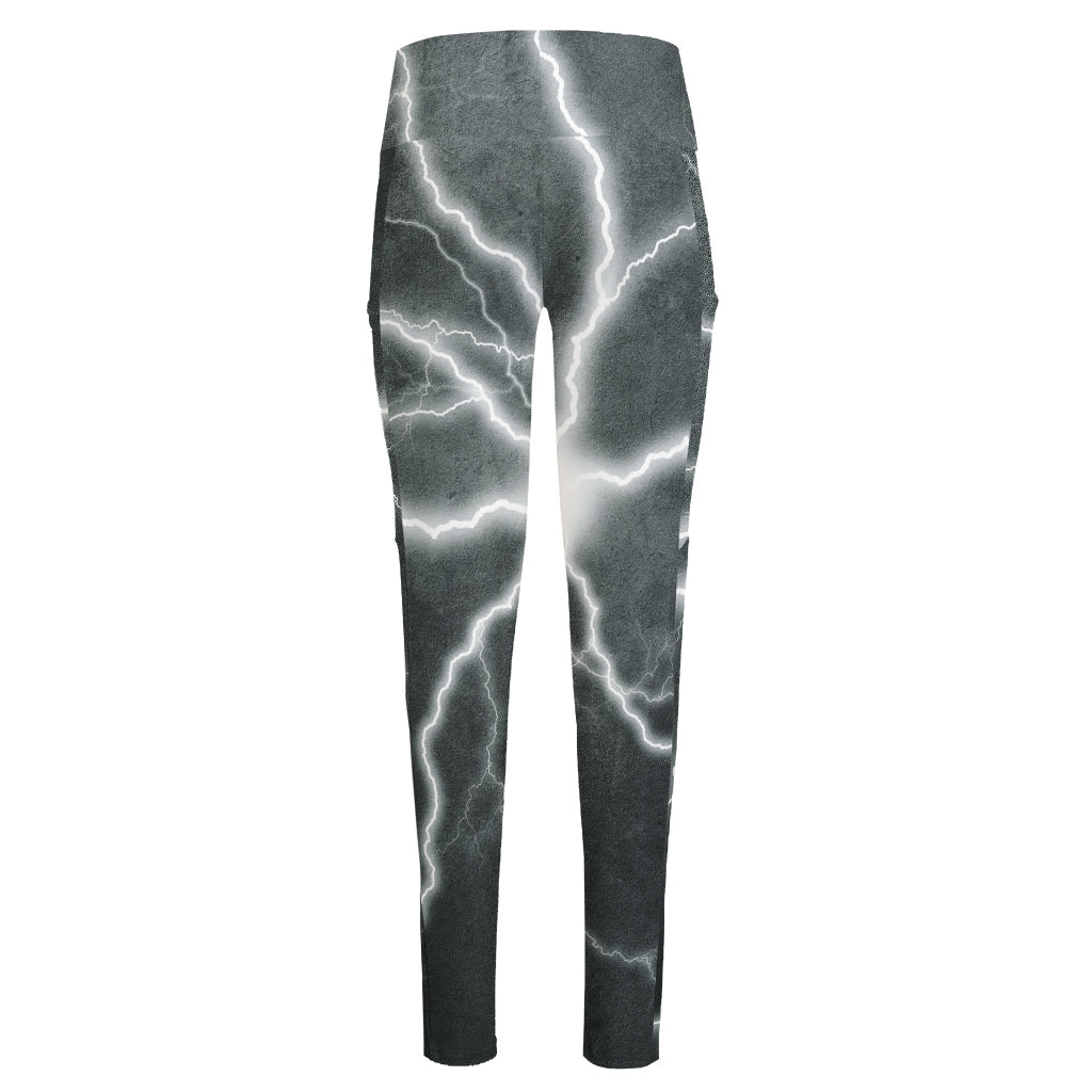 White Lightning Print High-Waisted Pocket Leggings