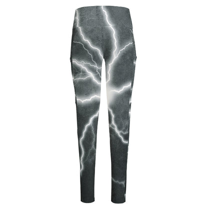 White Lightning Print High-Waisted Pocket Leggings