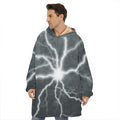 White Lightning Print Hoodie Blanket