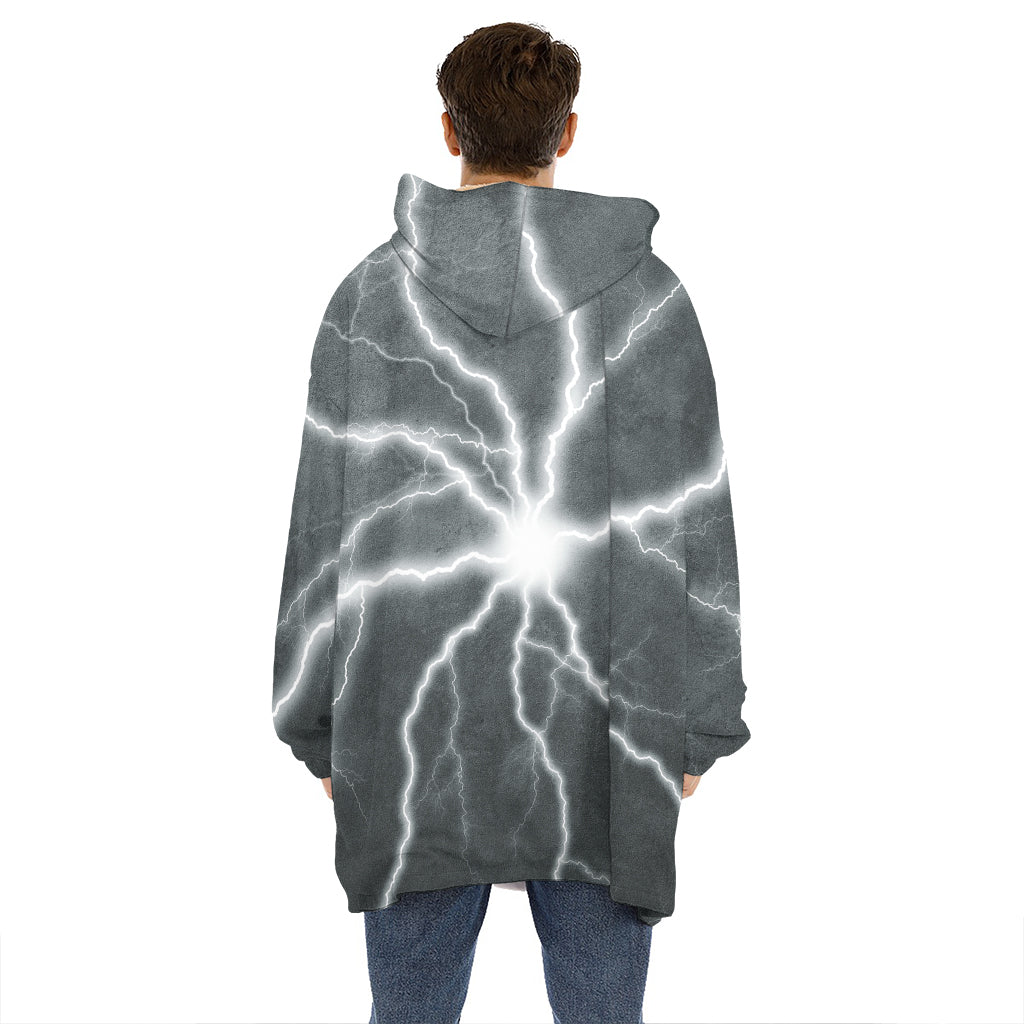 White Lightning Print Hoodie Blanket