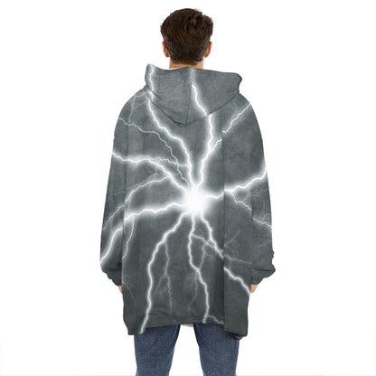 White Lightning Print Hoodie Blanket