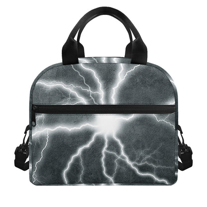 White Lightning Print Insulated Lunch Bag