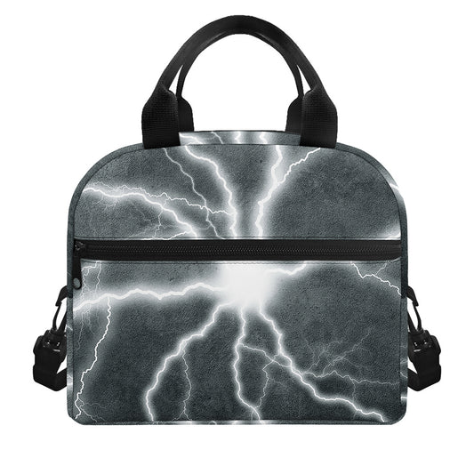 White Lightning Print Insulated Lunch Bag