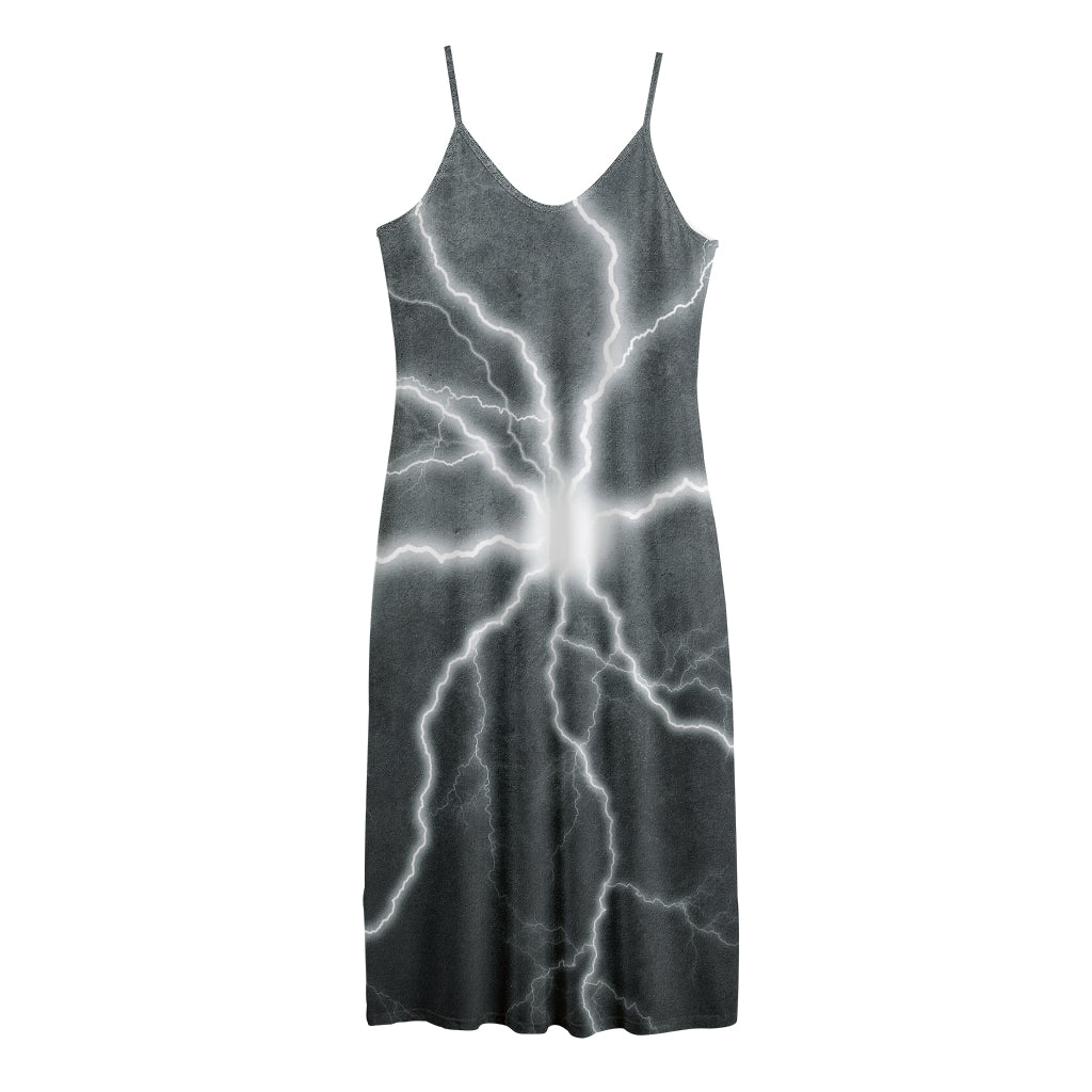 White Lightning Print Jersey Midi Cami Dress