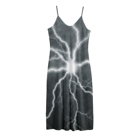 White Lightning Print Jersey Midi Cami Dress