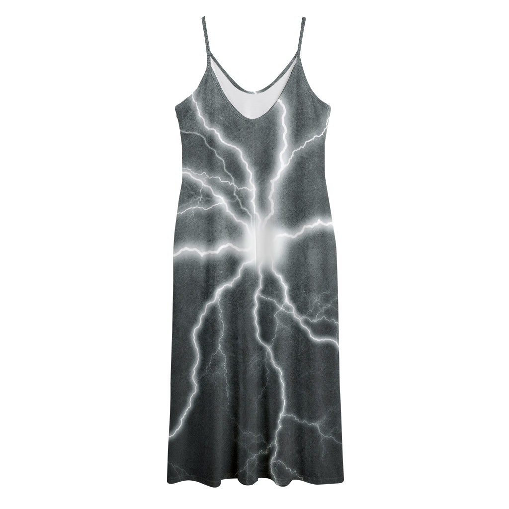 White Lightning Print Jersey Midi Cami Dress