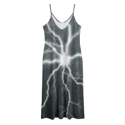 White Lightning Print Jersey Midi Cami Dress
