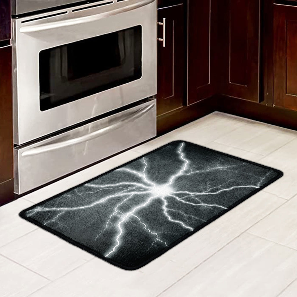 White Lightning Print Kitchen Mat