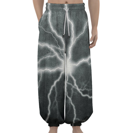 White Lightning Print Lantern Pants