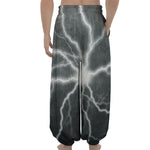 White Lightning Print Lantern Pants