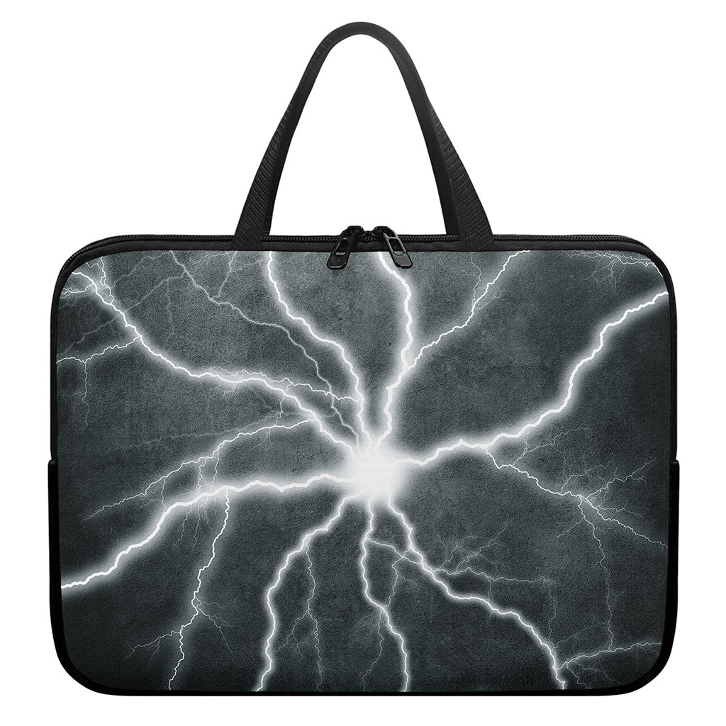 White Lightning Print Laptop Sleeve With Handle