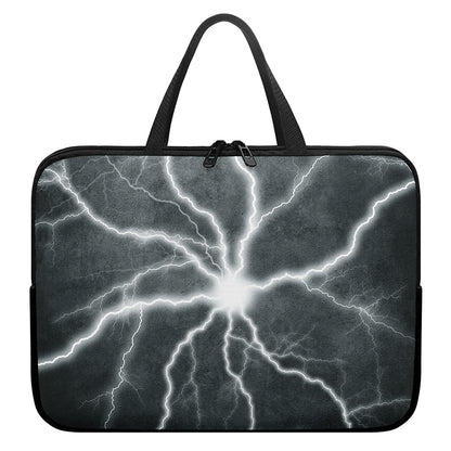 White Lightning Print Laptop Sleeve With Handle