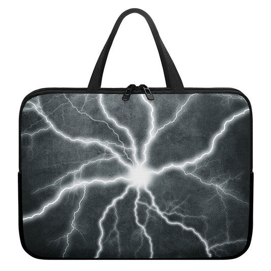 White Lightning Print Laptop Sleeve With Handle