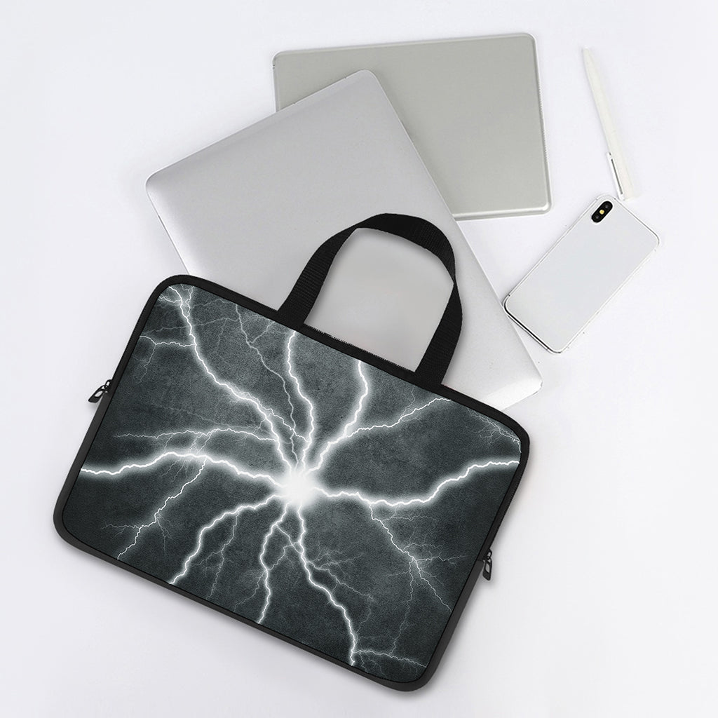 White Lightning Print Laptop Sleeve With Handle