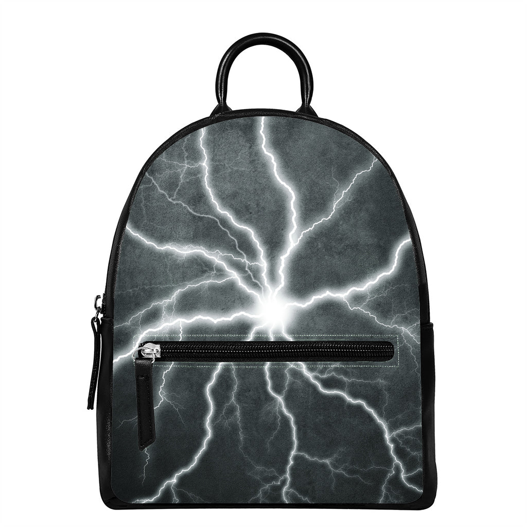 White Lightning Print Leather Backpack