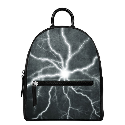 White Lightning Print Leather Backpack