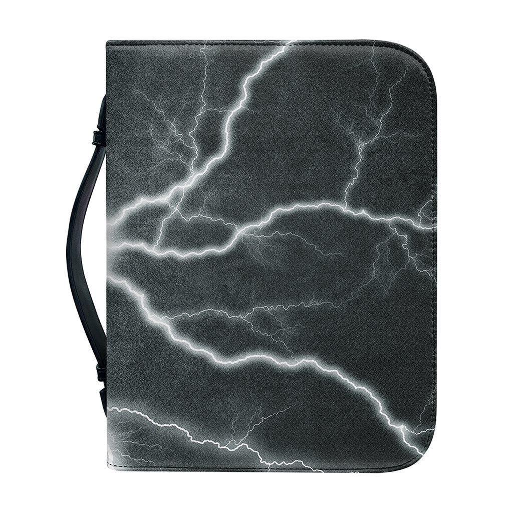 White Lightning Print Leather Bible Cover