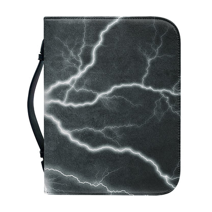 White Lightning Print Leather Bible Cover