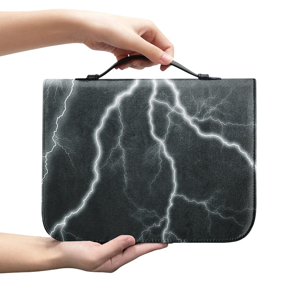 White Lightning Print Leather Bible Cover