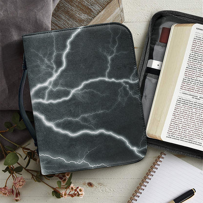 White Lightning Print Leather Bible Cover