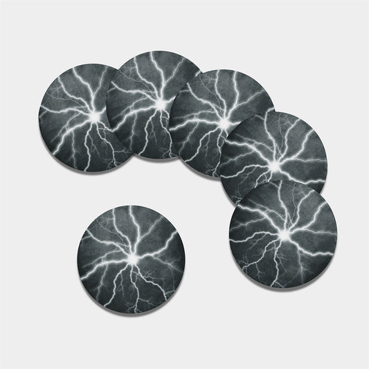 White Lightning Print Leather Coaster Set