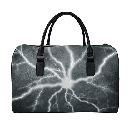 White Lightning Print Leather Duffle Bag