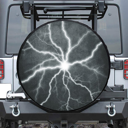 White Lightning Print Leather Spare Tire Cover