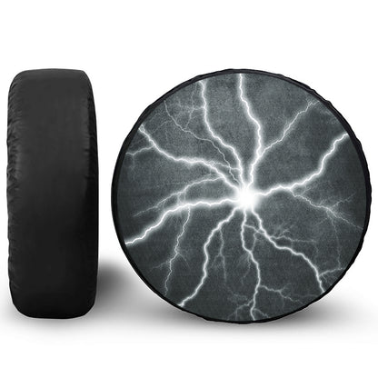 White Lightning Print Leather Spare Tire Cover