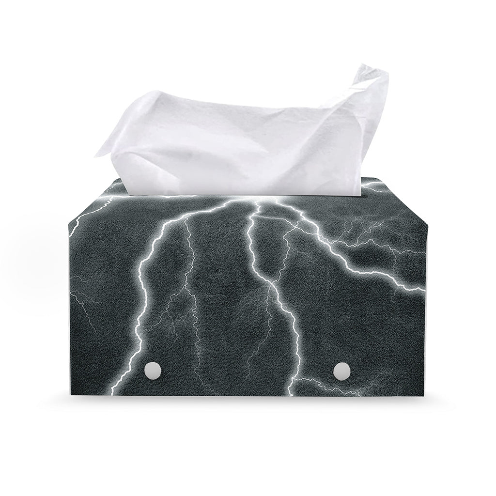 White Lightning Print Leather Tissue Box Cover