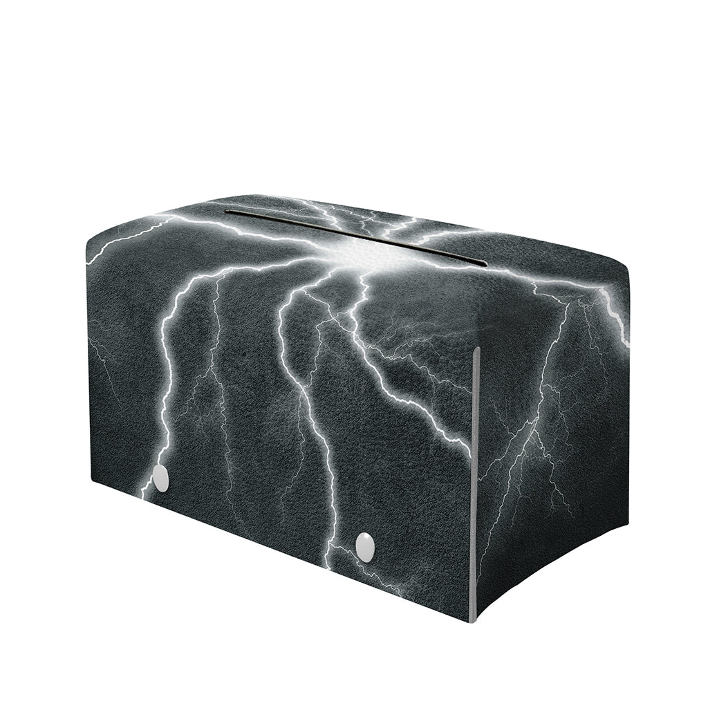 White Lightning Print Leather Tissue Box Cover