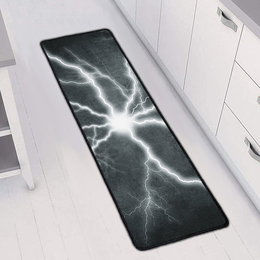 White Lightning Print Long Kitchen Mat