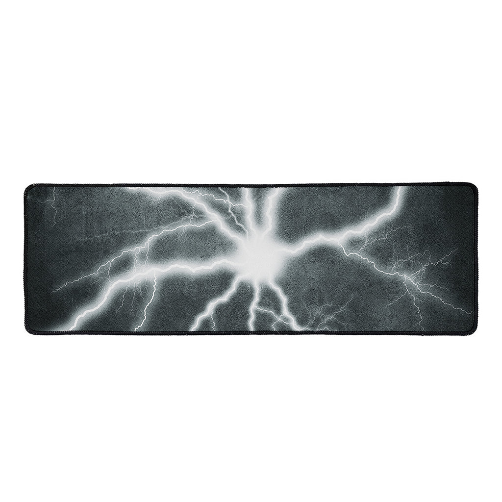 White Lightning Print Long Kitchen Mat