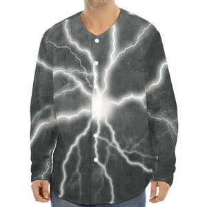 White Lightning Print Long Sleeve Baseball Jersey