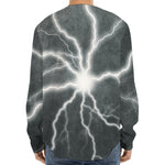 White Lightning Print Long Sleeve Baseball Jersey