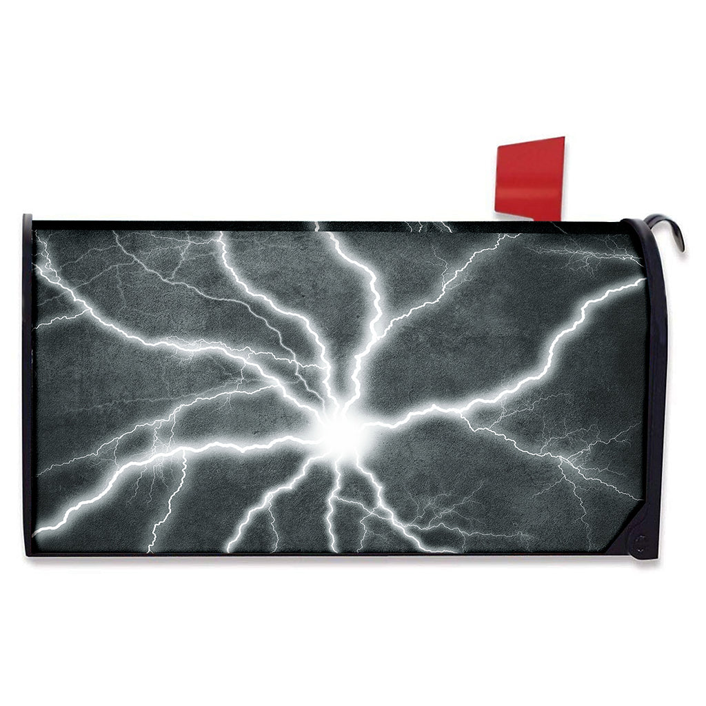 White Lightning Print Mailbox Cover