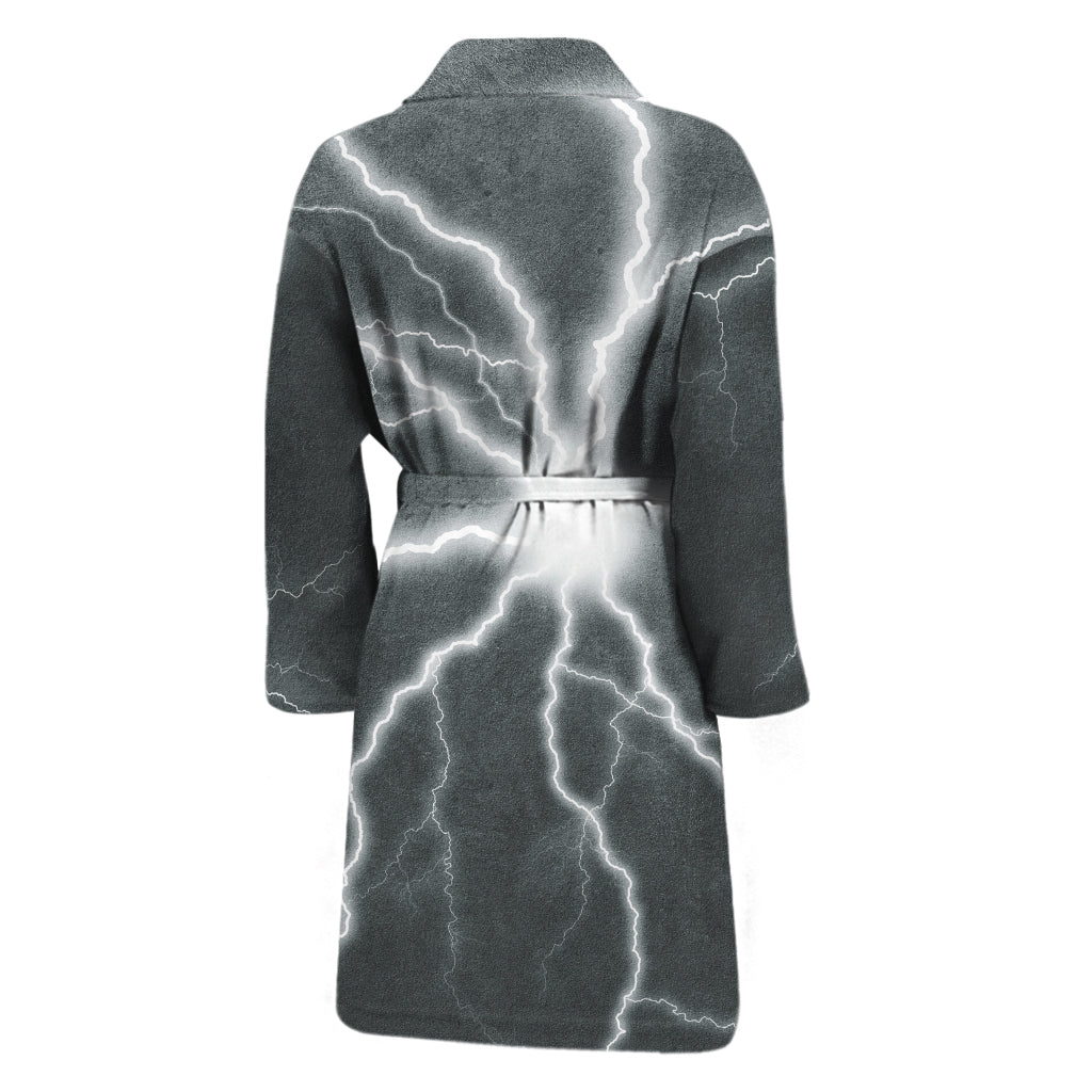 White Lightning Print Men's Bathrobe