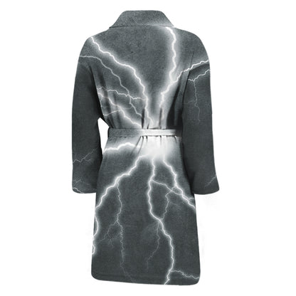 White Lightning Print Men's Bathrobe