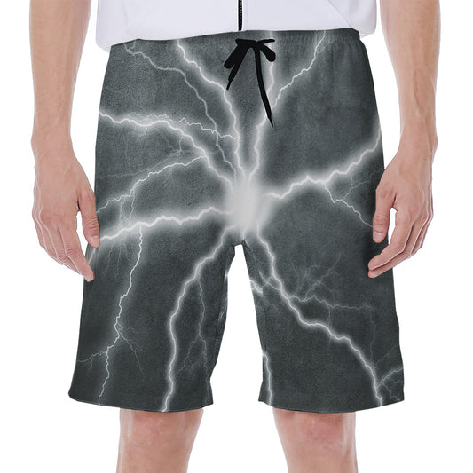 White Lightning Print Men's Beach Shorts