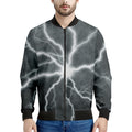 White Lightning Print Men's Bomber Jacket