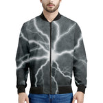 White Lightning Print Men's Bomber Jacket