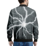 White Lightning Print Men's Bomber Jacket