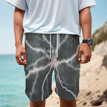 White Lightning Print Men's Cargo Shorts
