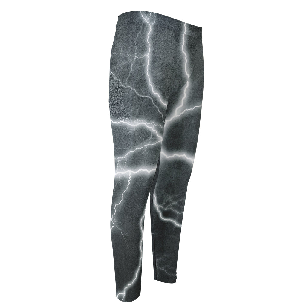 White Lightning Print Men's Compression Pants