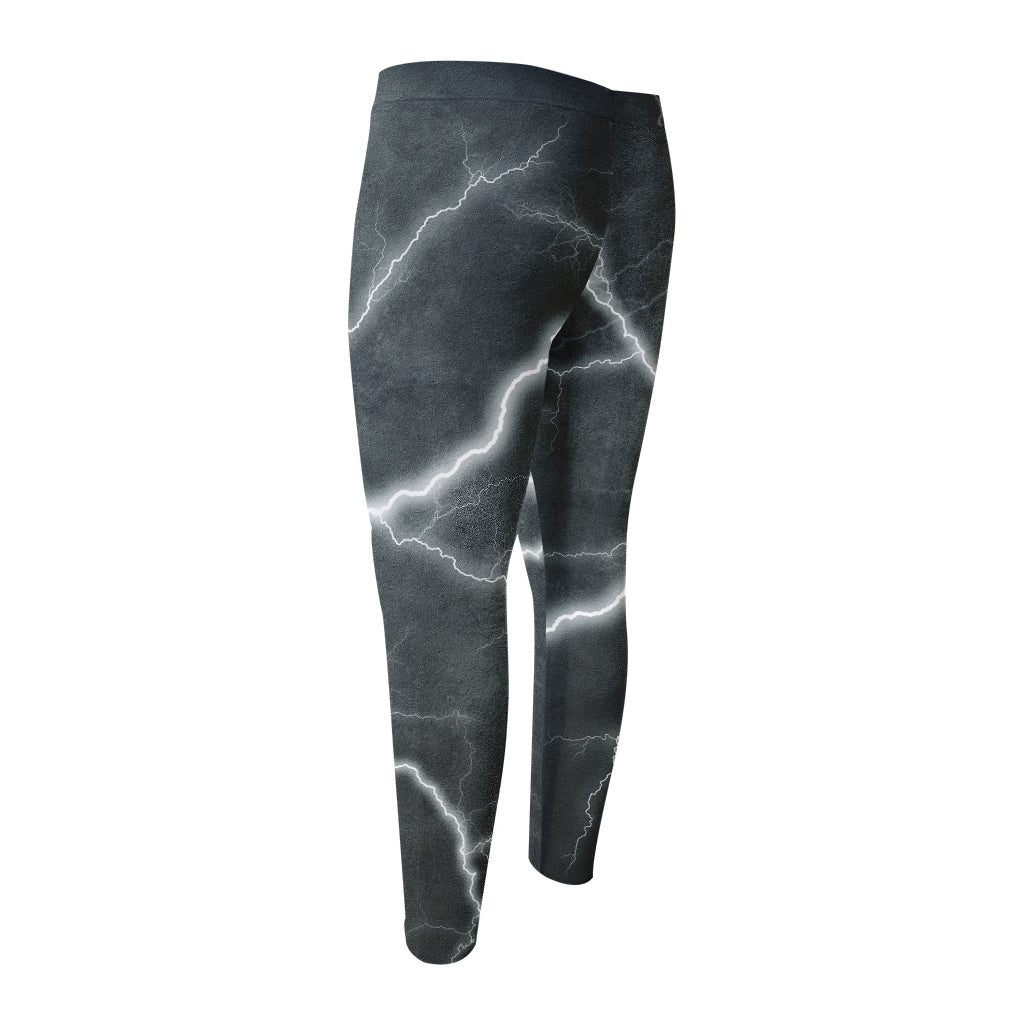 White Lightning Print Men's Compression Pants