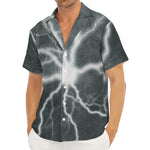 White Lightning Print Men's Deep V-Neck Shirt
