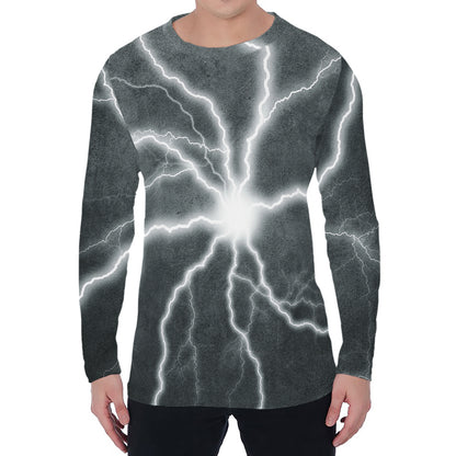 White Lightning Print Men's Long Sleeve T-Shirt