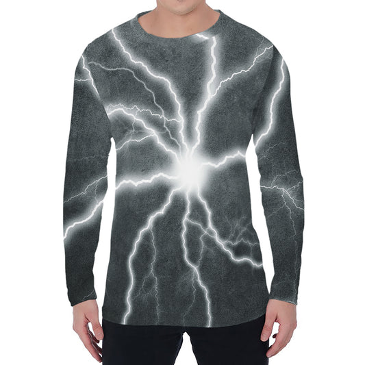 White Lightning Print Men's Long Sleeve T-Shirt