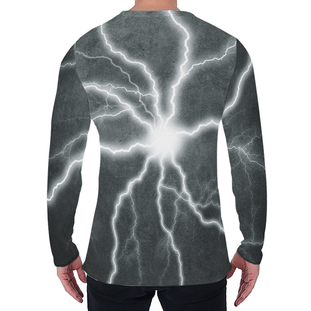 White Lightning Print Men's Long Sleeve T-Shirt