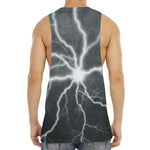White Lightning Print Men's Muscle Tank Top