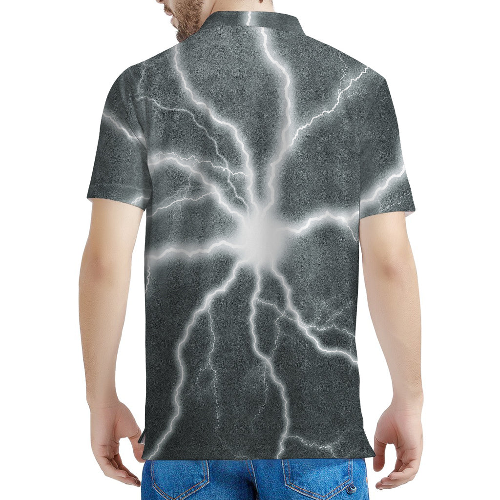 White Lightning Print Men's Polo Shirt